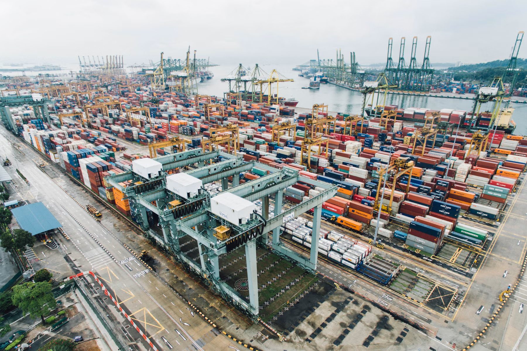 Shipping containers at a commercial port